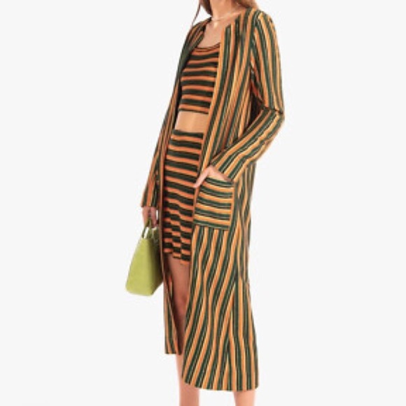 STAUD Mia Robe Duster Sweater in Pistachio & Cantaloupe Cocomaya XS - Picture 2 of 8